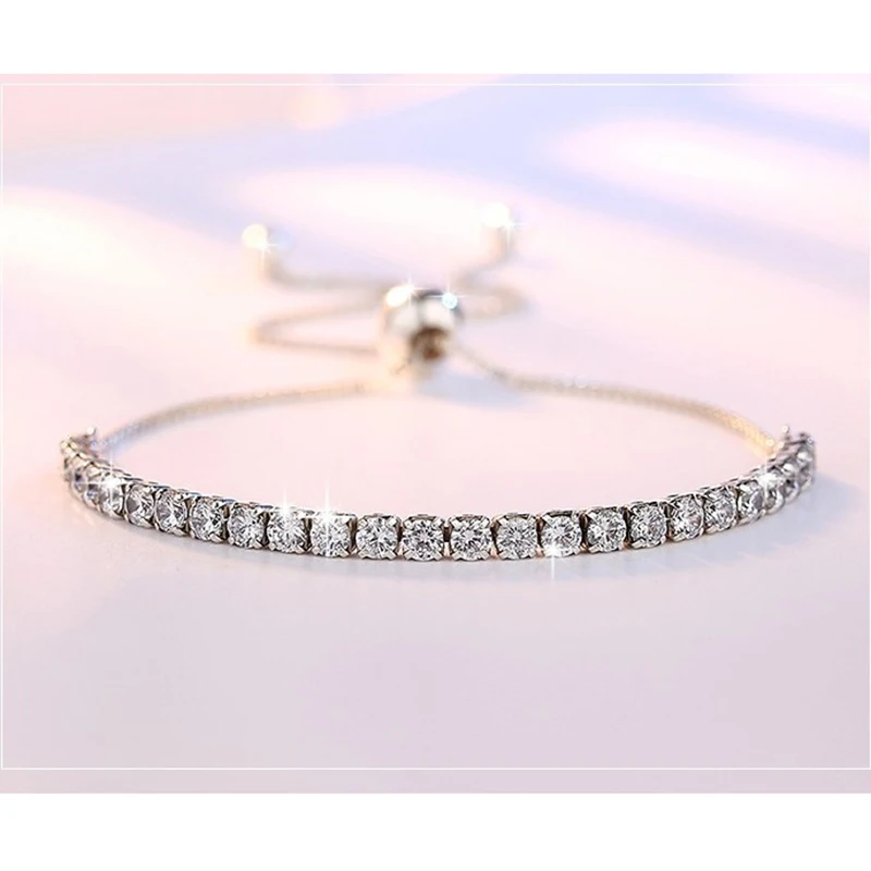 XIYANIKE Featured Brand DEALS 925 Sterling Silver Sparkling Strand Bracelet Women Link Tennis Bracelet Silver Jewelry VBS4087 - Image 4