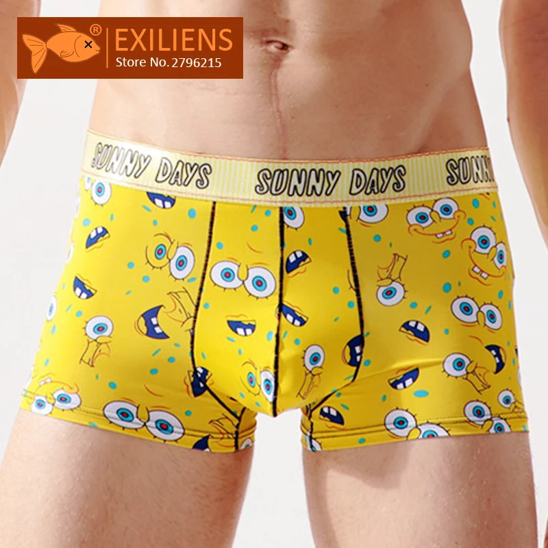 

EXILIENS Brand Men Boxers Mens Underwear Ice Silk Printing Cueca Masculina Boxershorts Calzoncillos Hombre Boxer Marca 110801