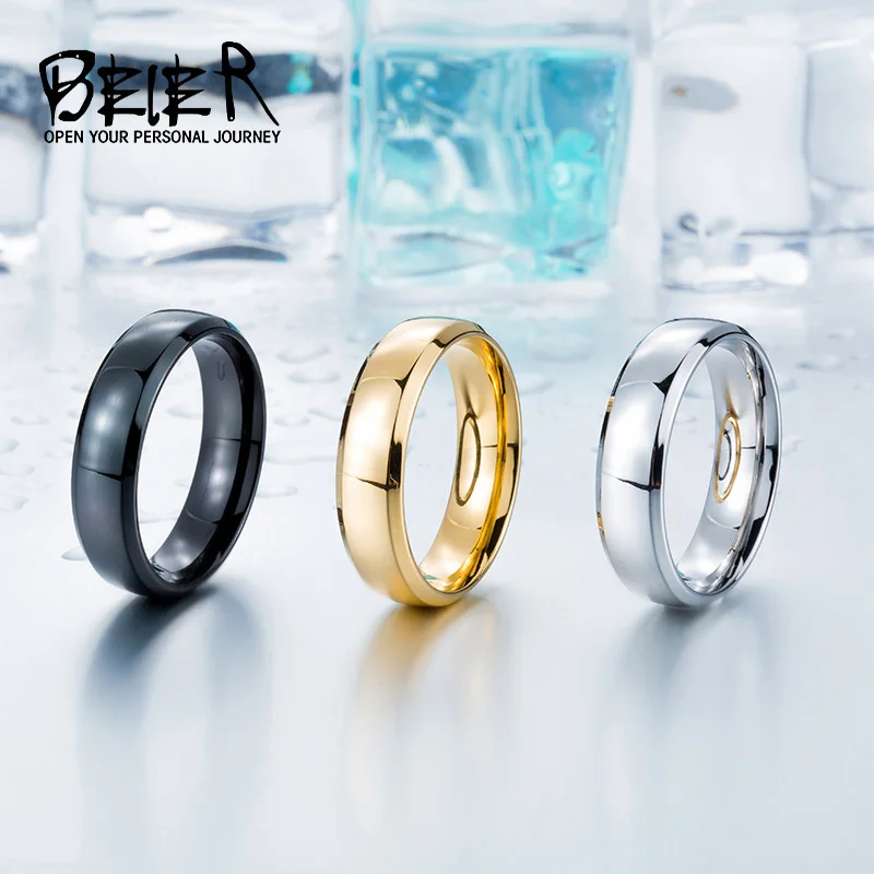 

Top Quality 2018 Men's New Brand Unique Stainless Steel Simple Ring Shine three Color WR-R073