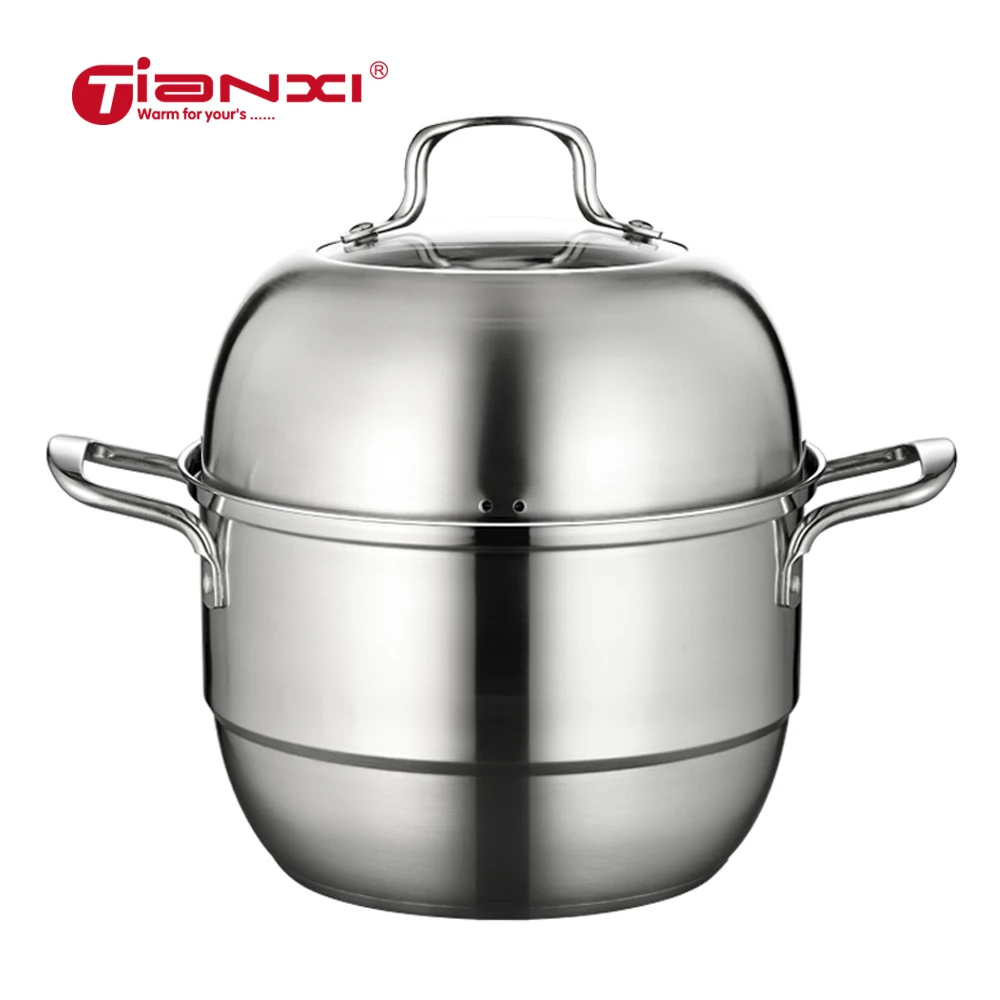 

26 CM Steamer Bamboo Steamer Stainless Steel Single Thicker Complex Bottom Steamer Cooker Home Pot Steamer Steamed Fish ZG03