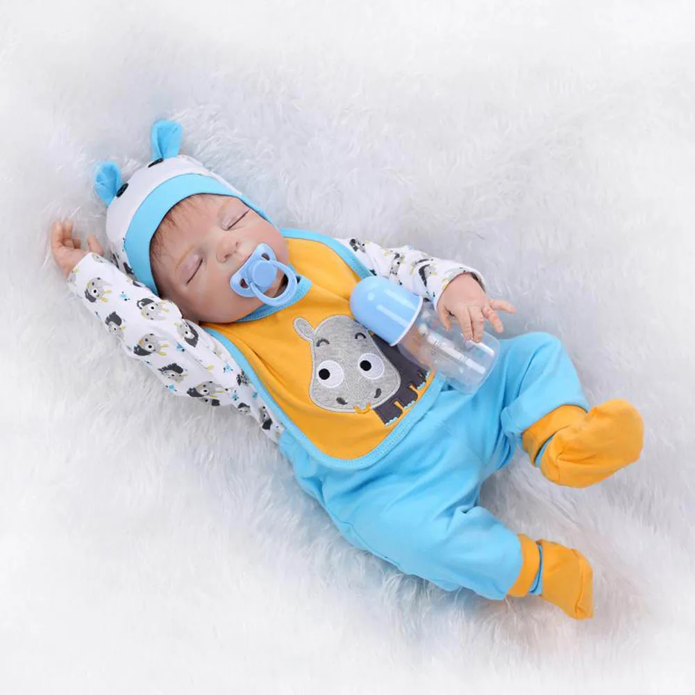 

NPK 56cm Silicone Boy Baby Newborn Doll Set Lifelike Reborn Dolls for Kids Playmate Gift AN88