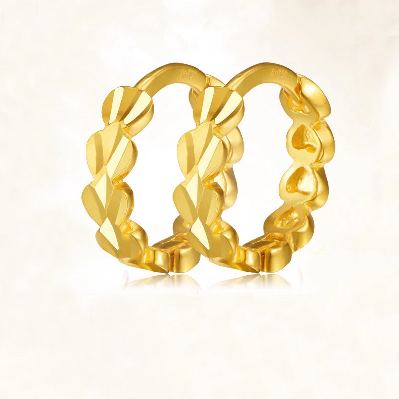 Твердые AU750 18K желтое золото серьги женские серьги-кольца цветок P6258