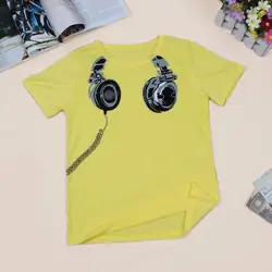 

Fashion Baby Clothes Boys Girls Earphone Printed Short Sleeve Cotton T-Shirt Kids Tops 2-7Y DH