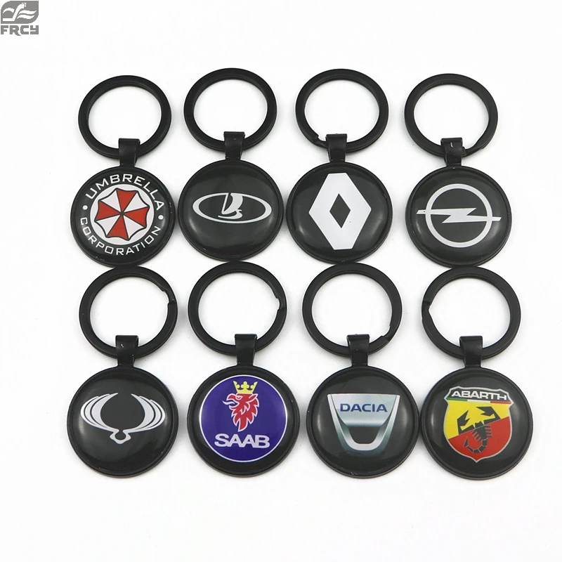 

3D Metal Car Key Ring Keychain Key Holder Logo For Renault Lada Opel Saab Dacia Ssangyong Fiat Abarth Car Styling Accessories