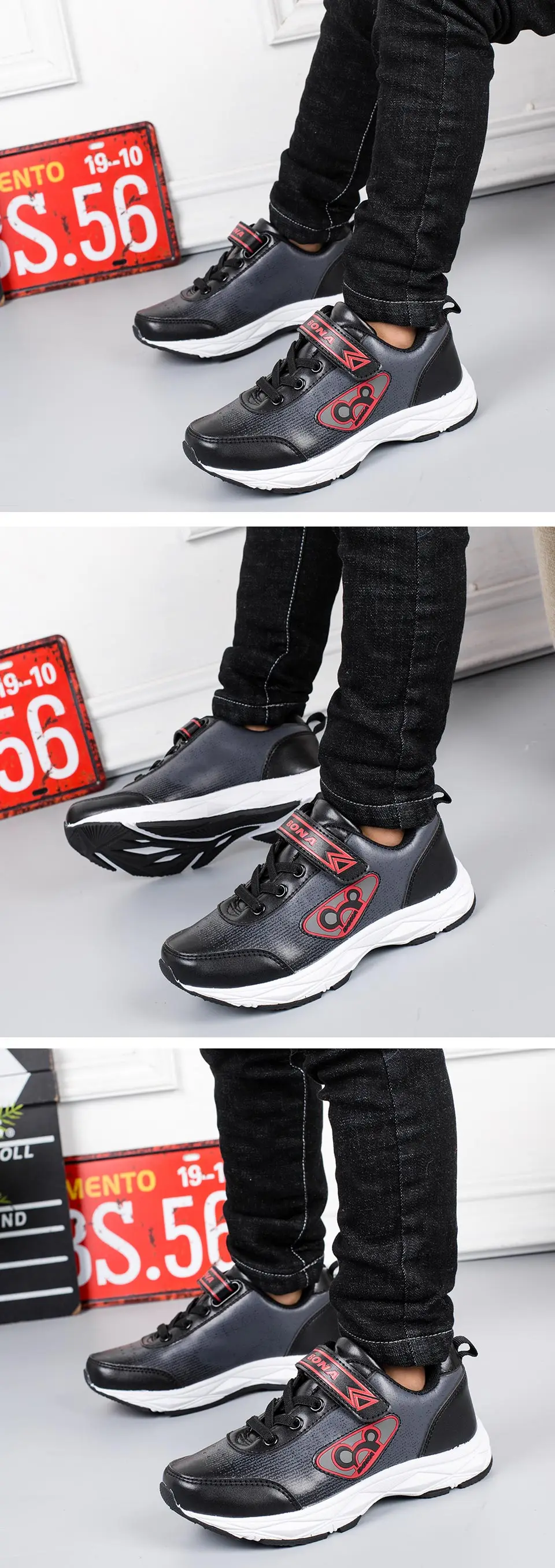Sapatos ao ar Bona Novo Estilo Popular Crianças Meninos Mocassins Sapatos Casuais Sintético Meninas Shoes Hook & Loop Tênis da Moda Livre 28 BONA Novo Estilo Popular Crianças Meninos Mocassins