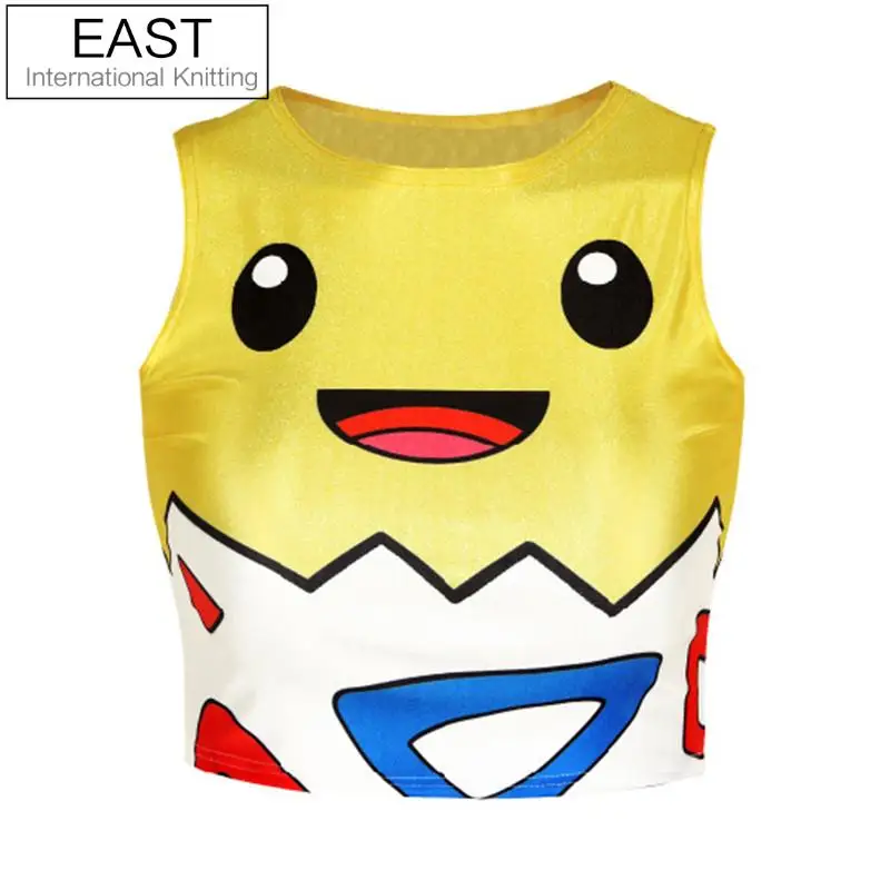 

21 Styles Harajuku 2017 fashion women summer crop top 3D graphic print cartoon pokemon pikachu cropped tank tops for ladies