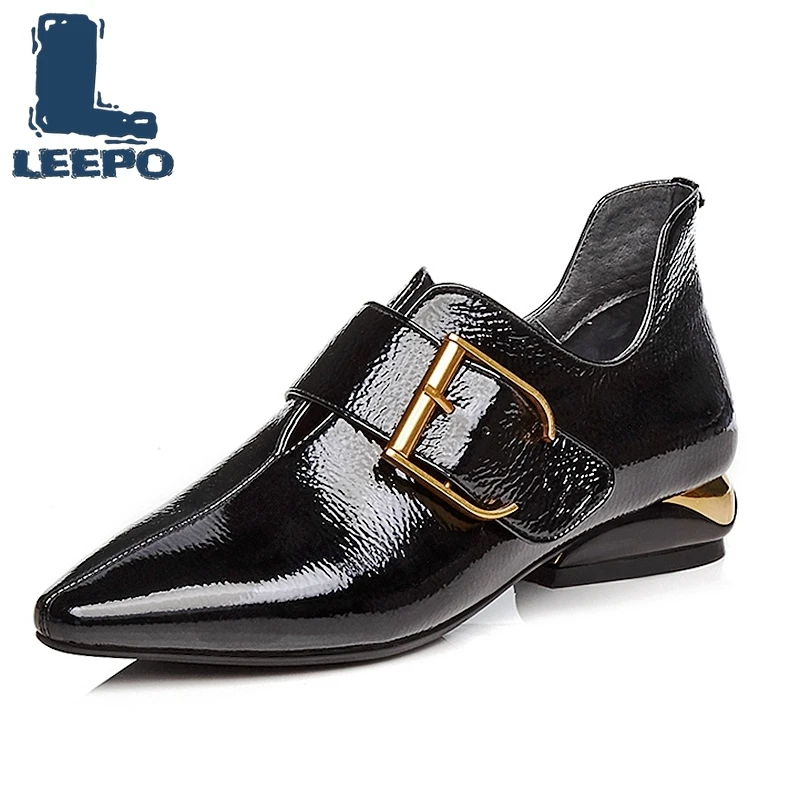 

Brogues Womens Shoes Retro Black Low Heels Designers Pumps Ladies Vintage Punk Pointed Toe Zip Oxfords Dress Shoes Woman
