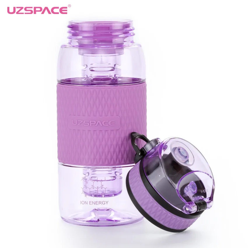 

UZSPACE 350ml Infuser Water Bottle Plastic Fruit infusion Kids Drink Outdoor Sports bottle Juice lemon Portable Kettle BPA Free