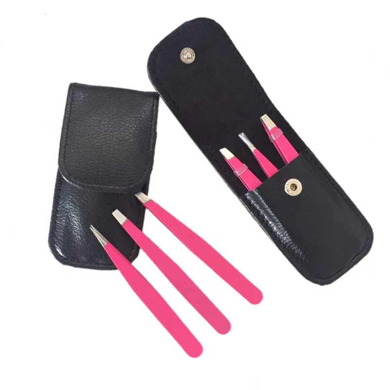 

3pcs Eyebrow Tweezer Set Stainless Steel Slant Tip/Point Tip/Flat Tip Eyes Tweezers For Face Hair Removal Make Up Tool Hot sell