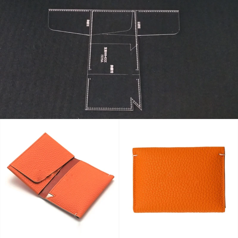 

Acrylic Stencil Laser Cut Template DIY Leather Handmade Craft Short Wallet Sewing Pattern 100x75x10mm