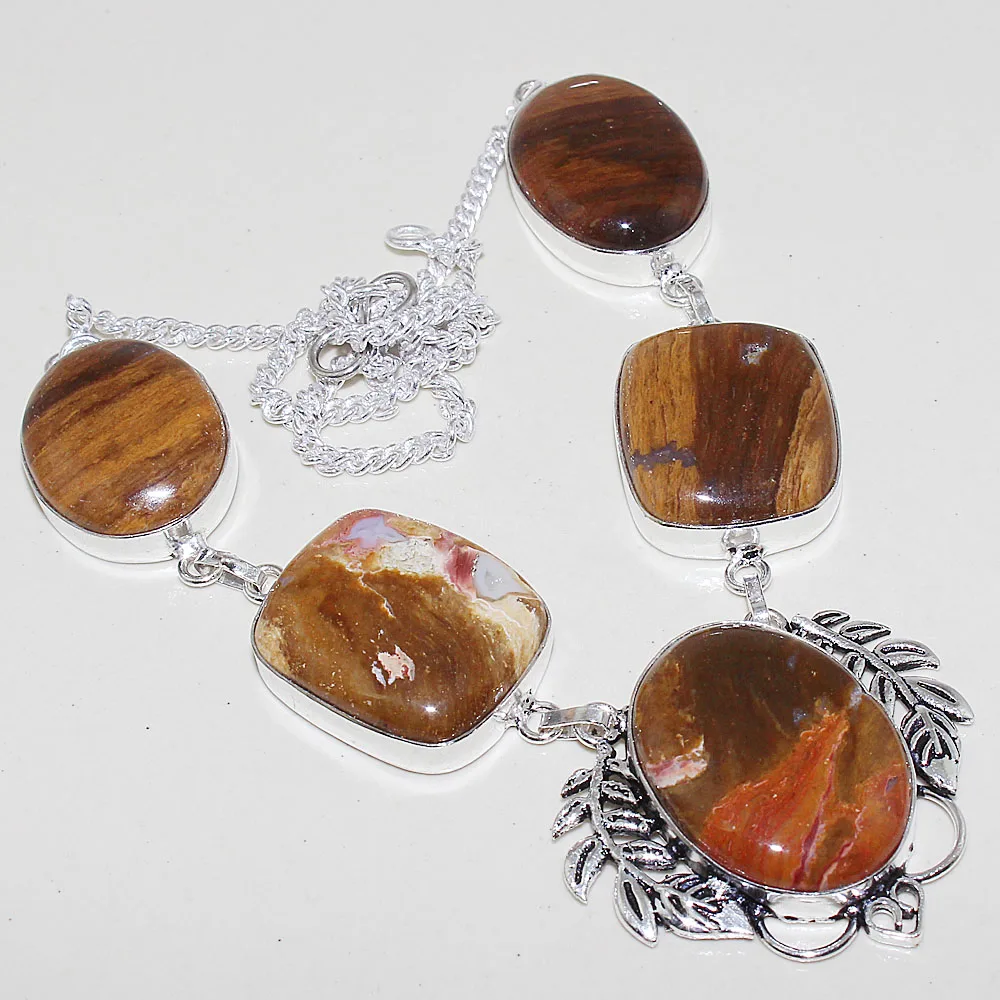 

Jaspper Necklace Silver Overlay over Copper , 50 cm, N0644