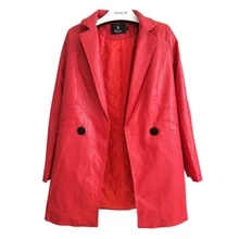 Весенне-осенняя женская кожаная куртка, модные высококачественные пальто из искусственной кожи, длинный тонкий плащ из искусственной кожи, кожаная куртка