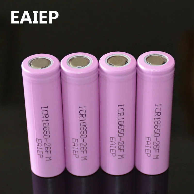 

4Pcs 100% Original Li-ion ICR 18650-26F 3.7 v 2600 mAh 18650 Lithium Rechargeable Battery For Flashlight Batteries