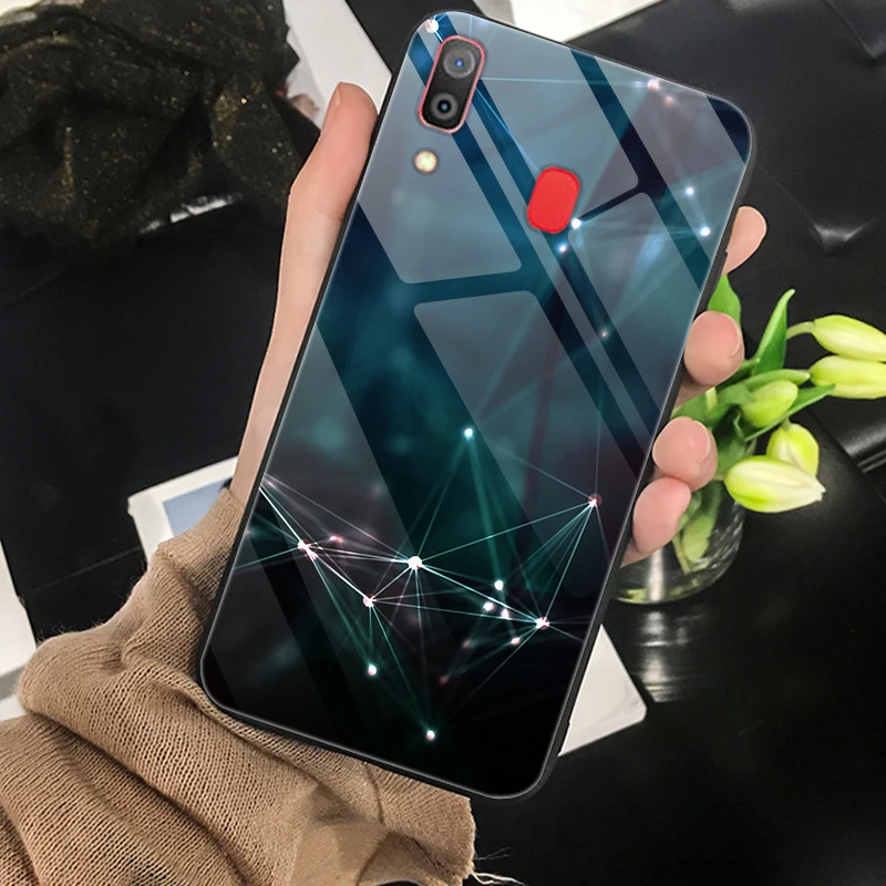 Чехол для samsung A20,, закаленное стекло, планета, космос, крышка, стеклянный чехол для samsung Galaxy A20, A 20, A205F, A205, чехол