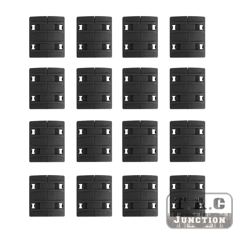 BK Двухсекционные расширенные рельсовые панели 20 мм Пикатинни Handguard Чехлы противоскользящие текстурированные модульные(16 шт. в упаковке Ea - Цвет: BK