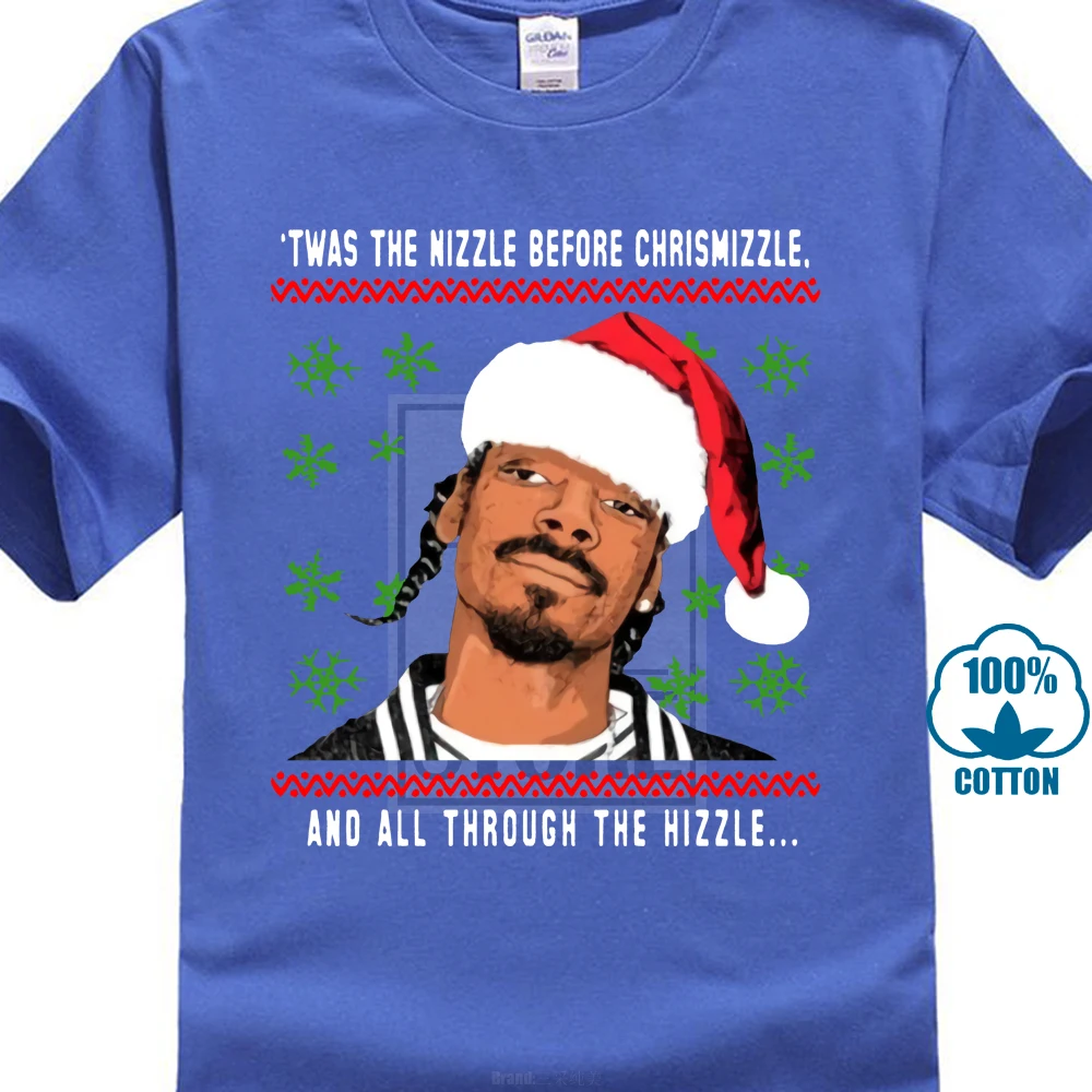 Snoop Dogg Рождество Twas The Nizzle перед футболкой - Цвет: Синий