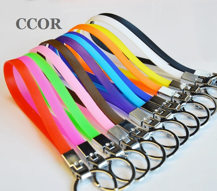 

CCOR 20-100pcs 8mm Width Fashion Key Chains Mixed Color Key Chains Rubber Belts DIY accessory GZ-037