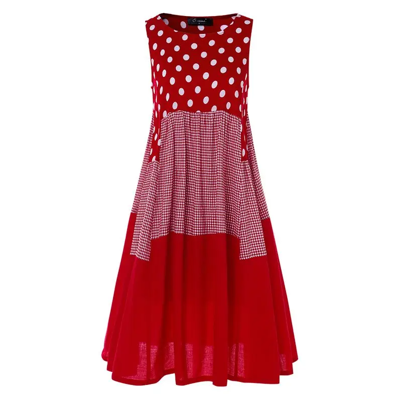 Летний сарафан женское богемное платье-жилет с принтом женские пляжные вечерние платья без рукавов длинное платье - Цвет: Красный