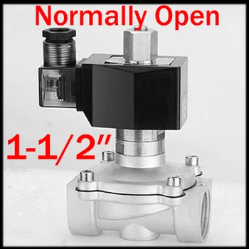 

1-1/2" 1.5'' 40mm Size Stainless Normally Open 2-Way SS304 Electric Solenoid Valve Viton Oil Acid,110V AC 220V AC 12V DC 24V DC