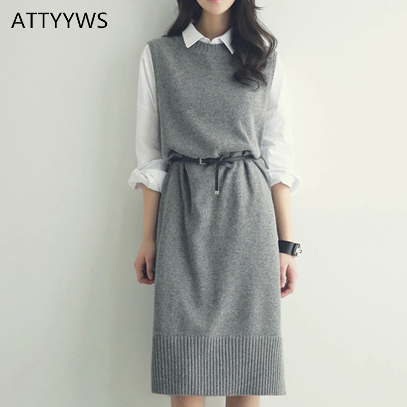 

2018 Autumn and winter knit vest vest loose comfortable women's new long round neck sleeveless pullover jacket sweater Authentic