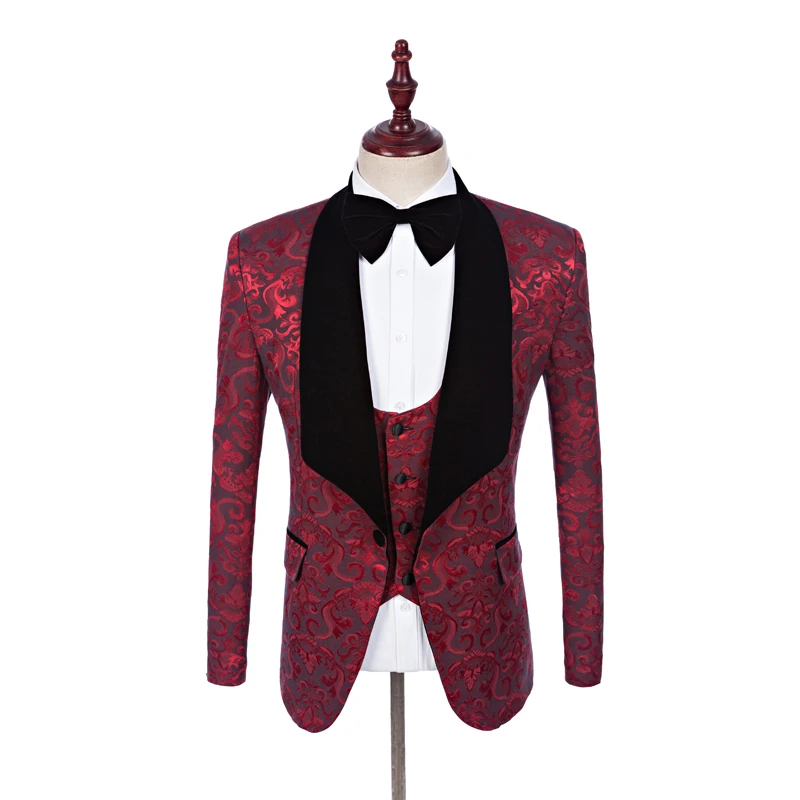 

Coat Pant Designs Shawl Lapel Groom Tuxedos Black/White/Red/Blue Men Suits Wedding Best Man Blazer (Jacket+Pants+Vest)