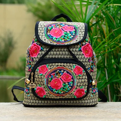 Национальный тренд, тканевый этнический рюкзак с вышивкой, дизайн, китайский женский рюкзак с вышитым цветочным принтом, Mochila - Цвет: Pattern 7