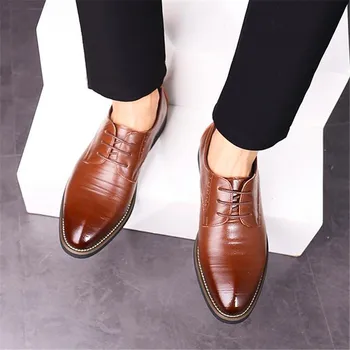 

Spring and autumn new fashion classic multicolor business men's pointed lace simple men's leather shoes