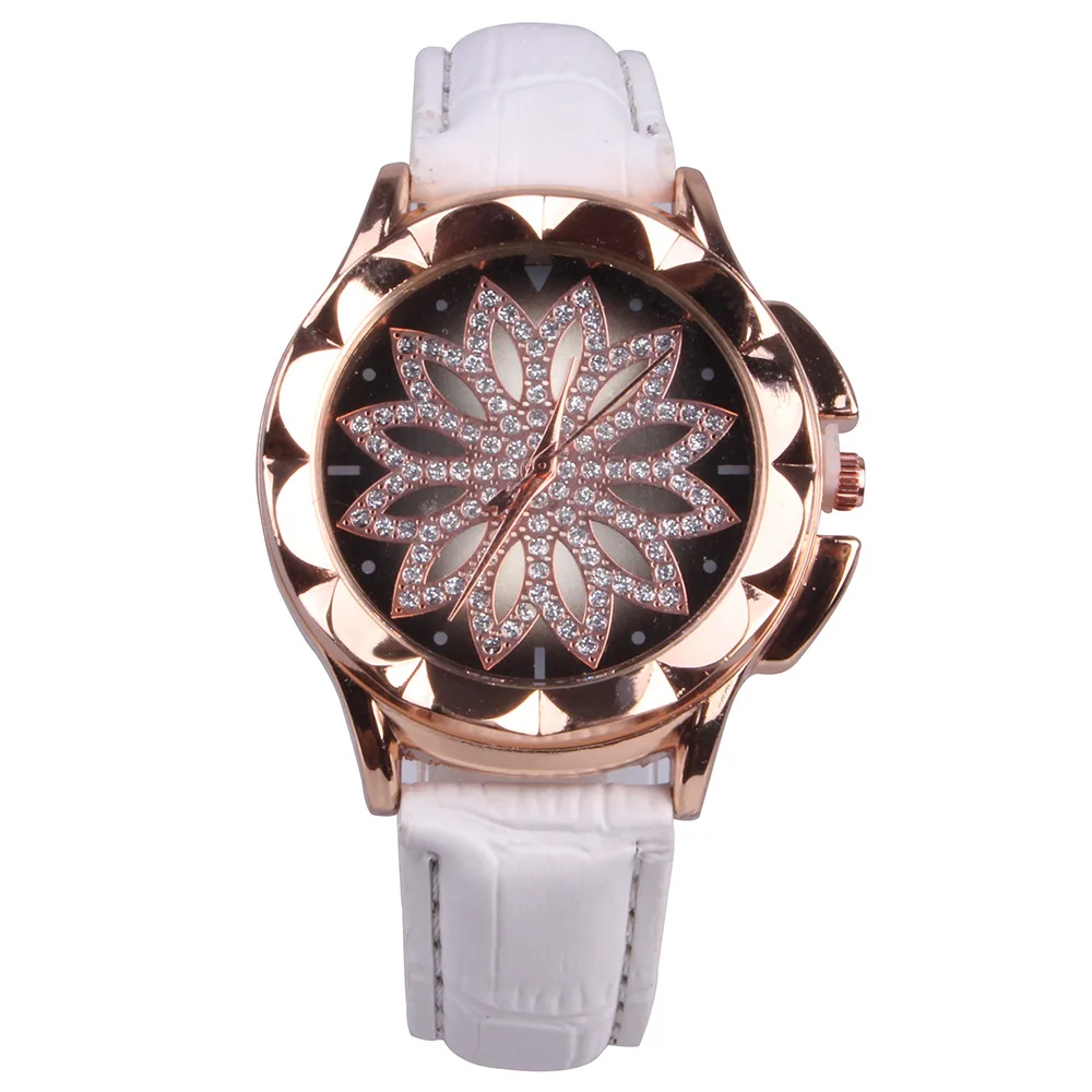 

New Luxury Brand Women Watch Fashion Flower Rhinestone Quartz Watches Ladies Rose Gold Dress Wrist Watches Hot Reloj Mujer