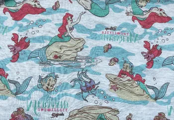 

50*180cm The Little Mermaid Princess knitting Cotton fabric For Sewing diy Patchwork Parent-child Clothing ,baby clothes
