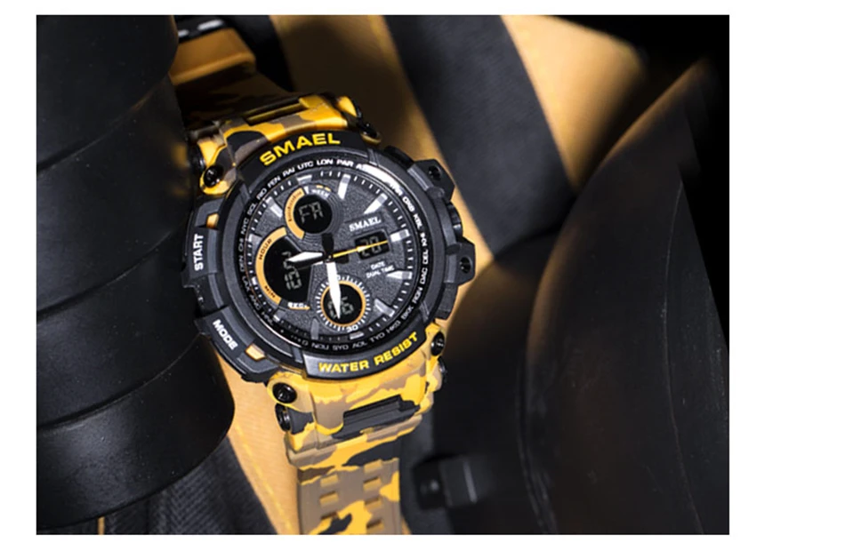 SMAEL мужские спортивные часы Камуфляж Военная Униформа кварцевые часы для мужчин водостойкие Модные двойной дисплей цифровые часы Relogio Masculino