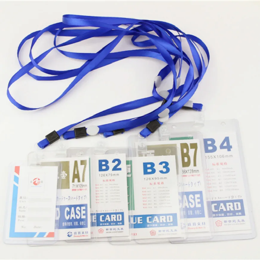 

staff ID card holder worker badge covers with lanyard thicker transparent student certificates work chest cards holders cases