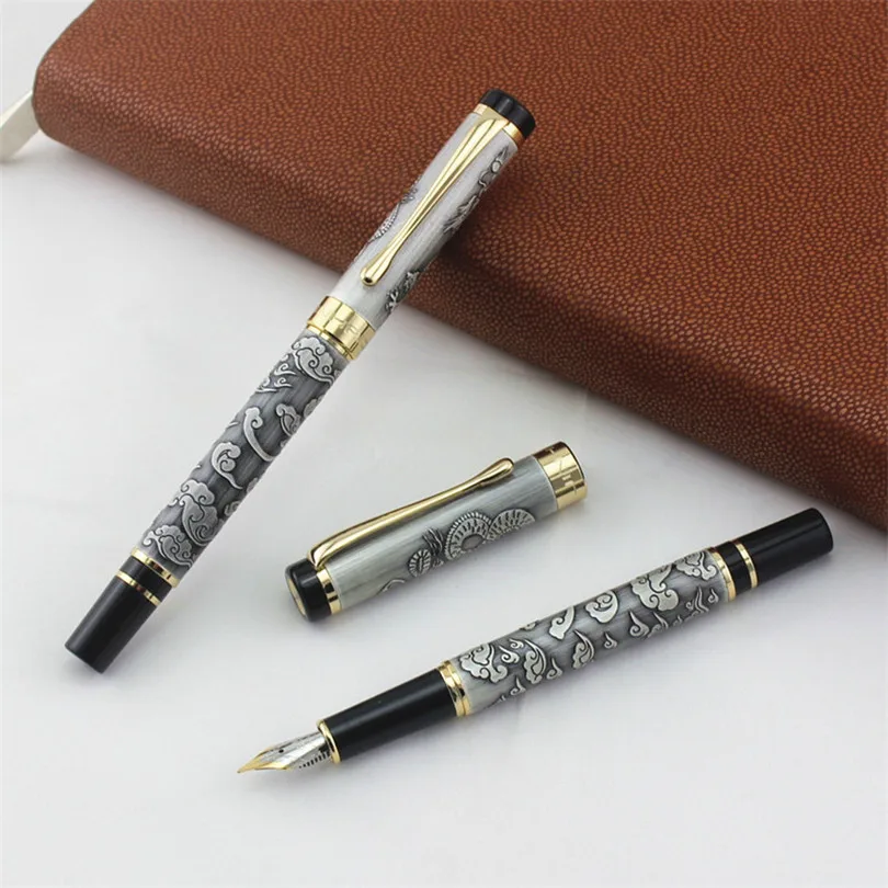 Jinhao Dragon Series Роскошный Серебряный набор авторучек 0,5 мм F Перо стальные чернильные ручки для простого бизнес-подарка