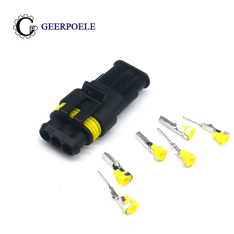 

5 set kit 3P waterproof connector AMD plug socket male and female connector 3 core hole butt plug car harness
