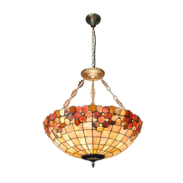 New 22 Lampshade European Stained Gl Lighting Mission 5 Lights New 22 Lampshade European Stained Gl Lighting Mission 5 Lights Retro Style Shell Inverted Pendant