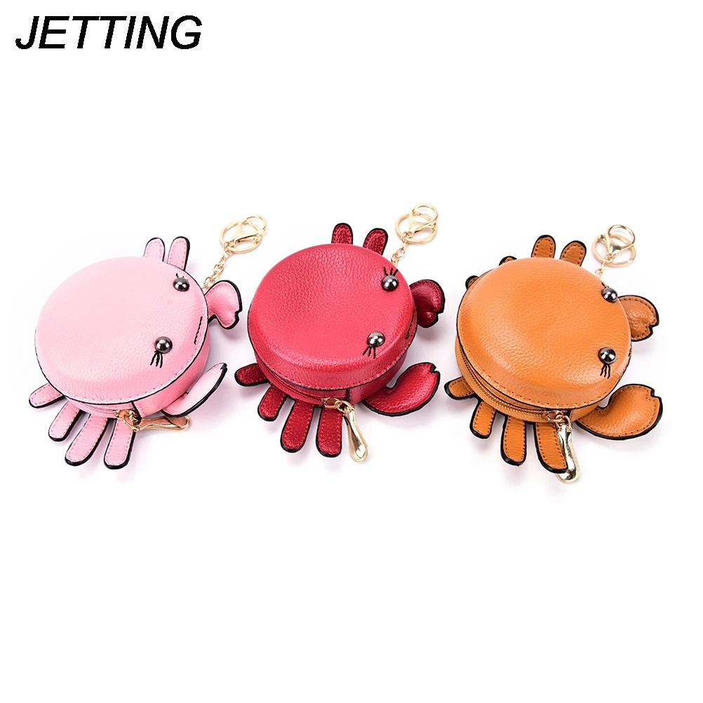 1PCS Fashion Cute Crab Leather Womens Wallets And Purses Keychains Small Coin Purse Women
