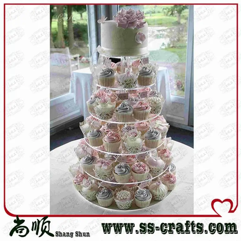 Acrylic 6 tiers cupcake wedding stands Perspex Cupcake Stand Holder