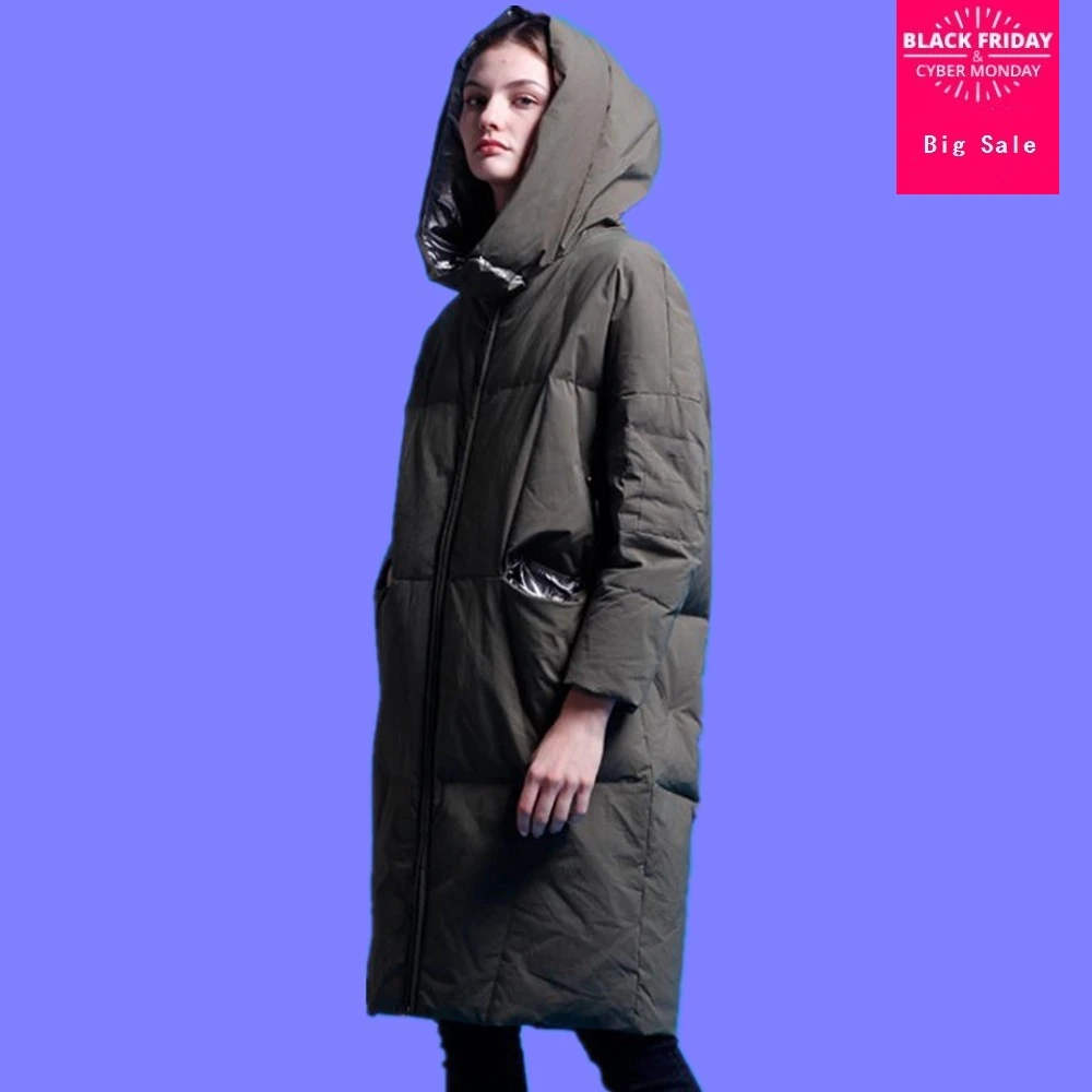 

Winter new fashion brand 95% white duck down jacket female hit color silver color inside hooded thicker warm down coat wq617