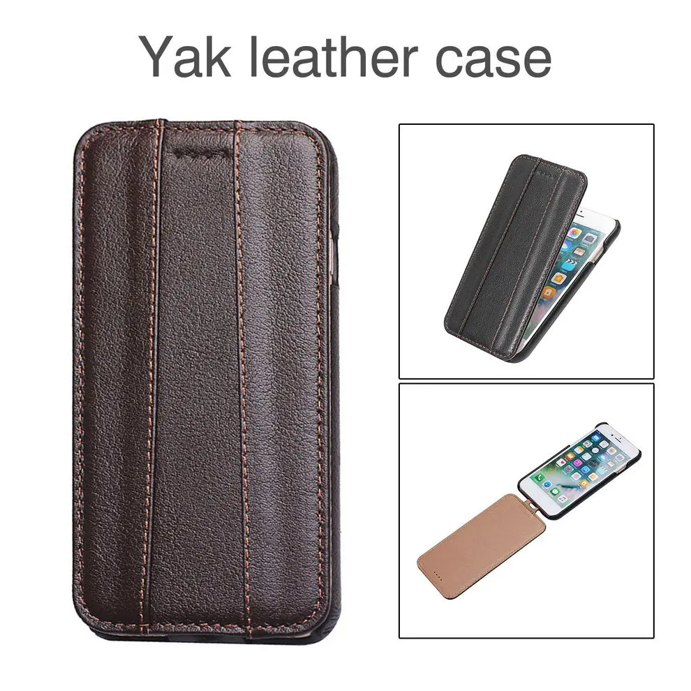 

10 Pcs Brown Unique Up And Down Flip Phone Cover Magnetic Leather Phone Case Wear Resistant Phone Shell Holder For iPhone 7/8