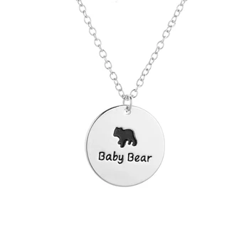 

50pcs/lot Cute Baby Bear Handmade Necklace Jewelry Round Letter Necklace One Cub Baby Bear Cute Animal Neckace Gift For Children