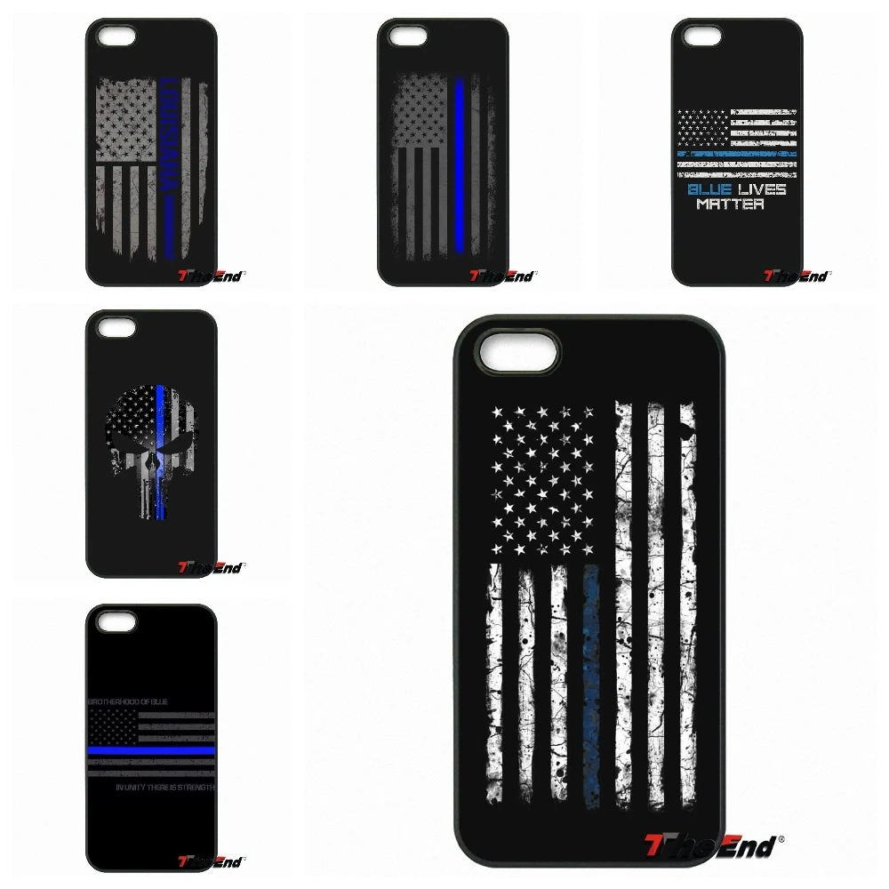 THE THIN BLUE LINE USA FLAG Print Phone Case Cover For iPhone X 4 4S 5