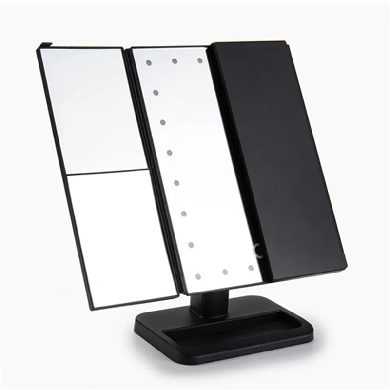 

Folded Touch Screen Make Up Mirror Cosmetic Desktop Portable Compact LED lights Lighted Travel Make up kit