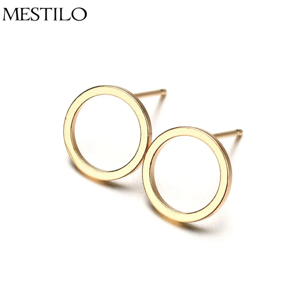 

MESTILO Minimalist Geometric Small Circle Earrings For Women Fashion Summer Simple Gold Sliver Tiny Hollow Round Stud Earrings