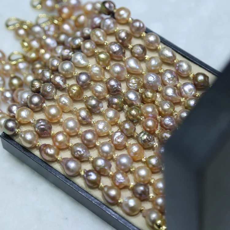 BaroqueOnly THREE WAYS CAN WEAR Mixed-colour Baroque Natural Freshwater Pearl Necklace sweater chain 2018 new arrival free ship Fine Jewelry