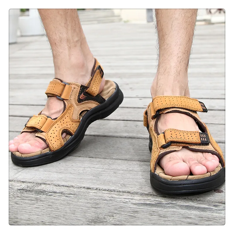 URBANFIND/мужские летние сандалии из натуральной кожи; размеры 38-44; Мужская Повседневная пляжная обувь в винтажном стиле; 3 цвета: черный, желтый, коричневый