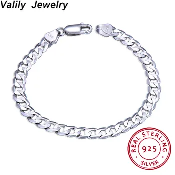 

Valily 925 Sterling Silver Chain Bracelets Men 5/6/7 mm Wide Men Silver 925 Link Chain Bracelet Bangle Cuff Chain Bracelet Male