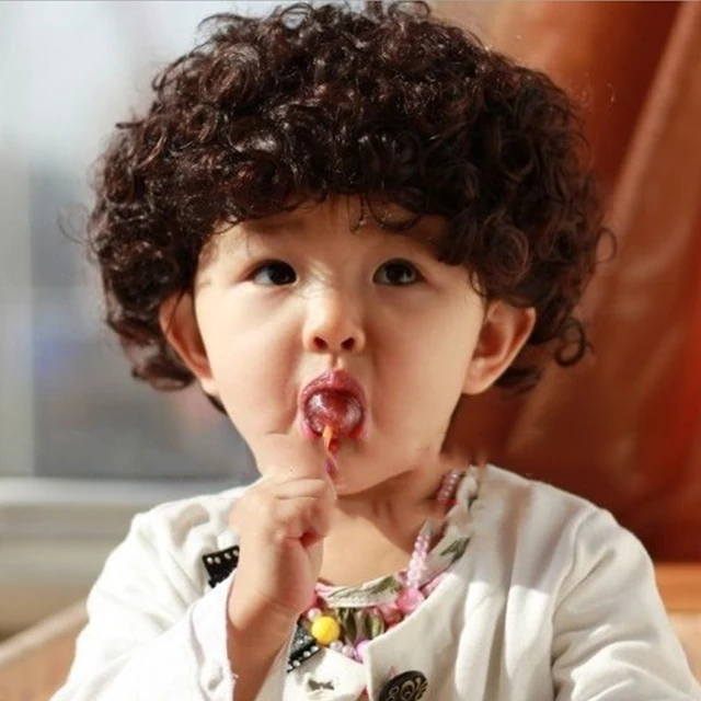 2015 Fashion Baby Boy Noodles Short Hair Kinky Curly Cute Wig Cool Boy