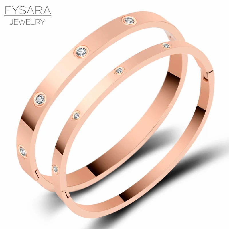FYSARA красивые браслеты для влюбленных женский браслет из нержавеющей стали браслеты и браслеты кубического циркония Золотые женские ювелирные подарки