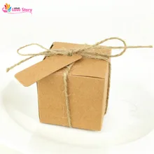Big Heard Love 50pcs Paper Square Kraft Box Candy Box For font b Wedding b font