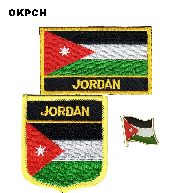 Jordan National Flag Embroidered Iron on Patches for Clothing Metal