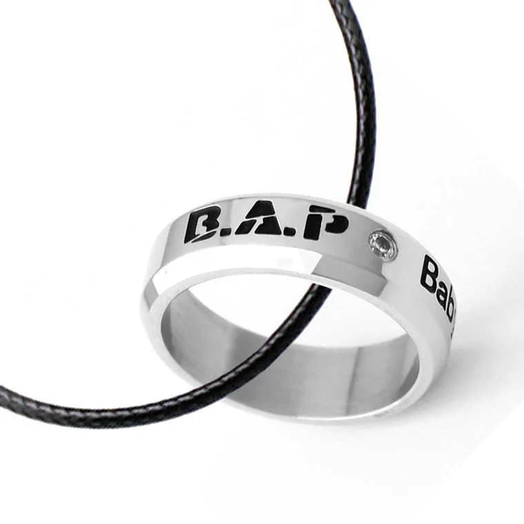 

Kpop B.A.P baby date titanium steel ring tail ring Infinity 8.5 size Send leather cord boxes k-pop anel BAP men women Jewelry